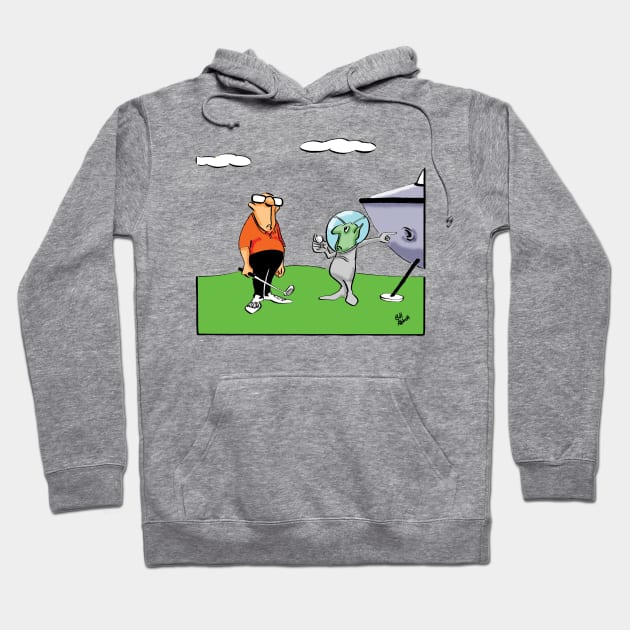 Funny Spectickles Alien Golf Cartoon Humor Hoodie by abbottcartoons